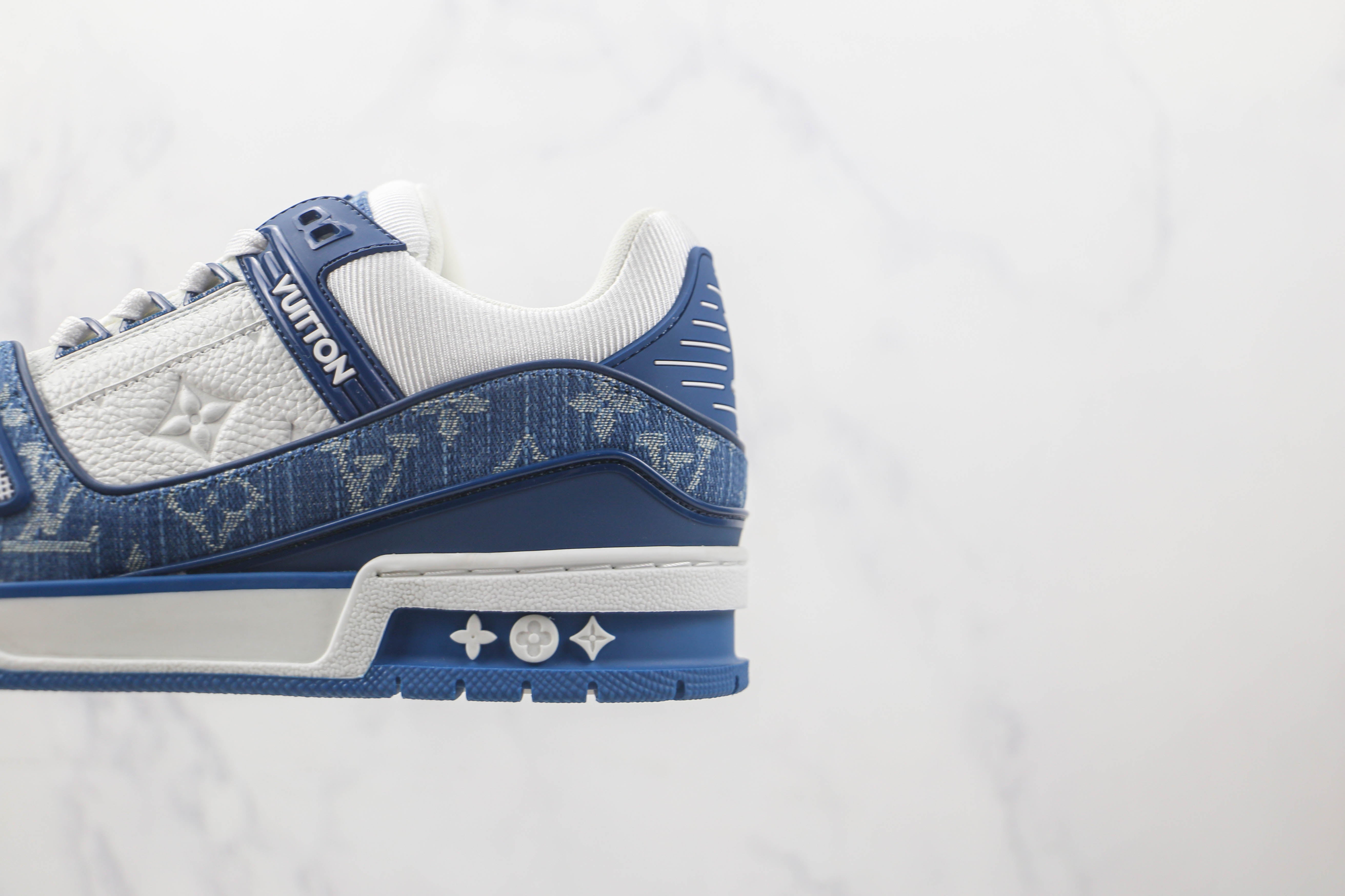 L. Vuitton LV Trainer Monogram Denim White Blue