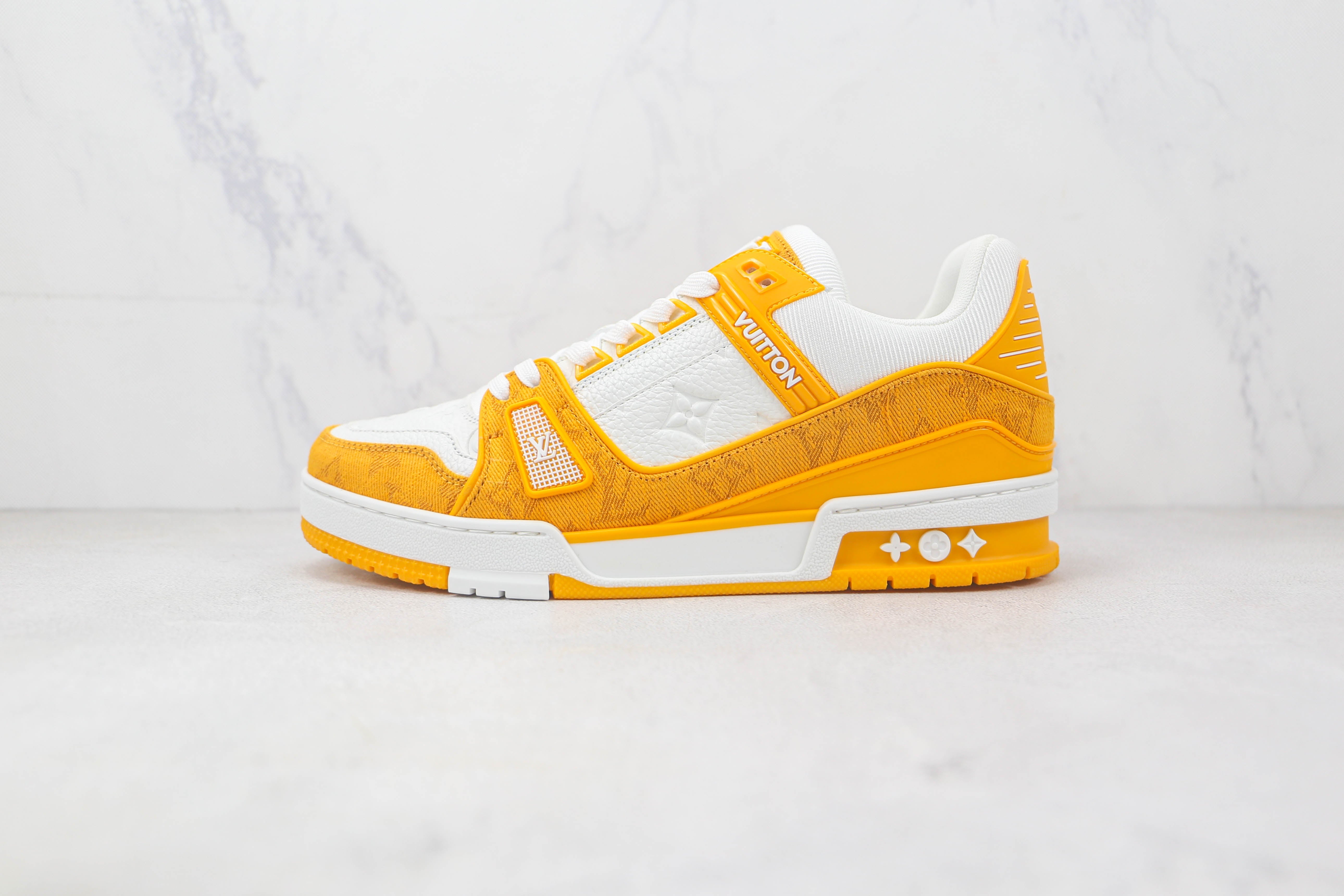 L. Vuitton Trainer Yellow Monogram Denim White