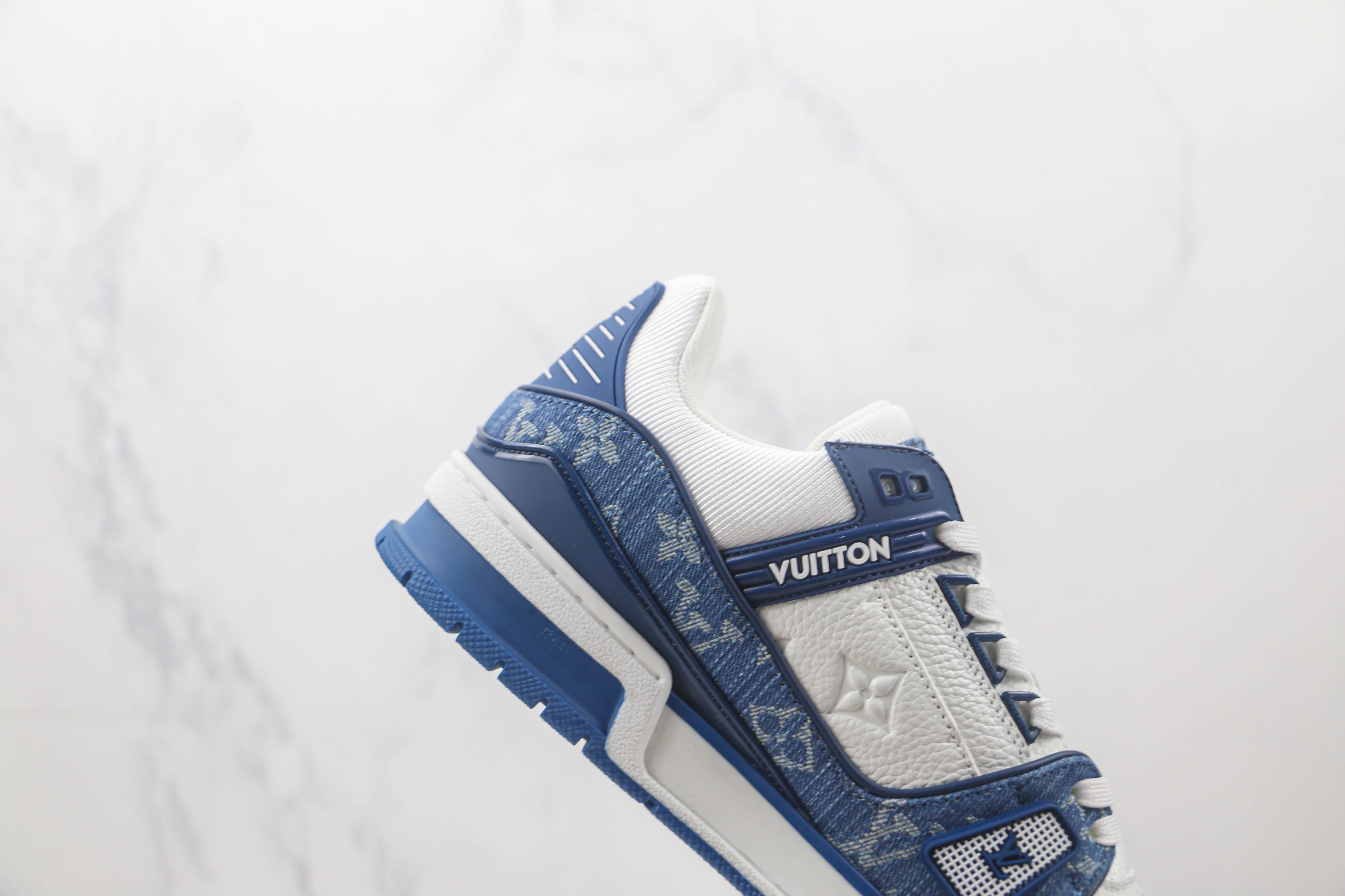 L. Vuitton LV Trainer Monogram Denim White Blue