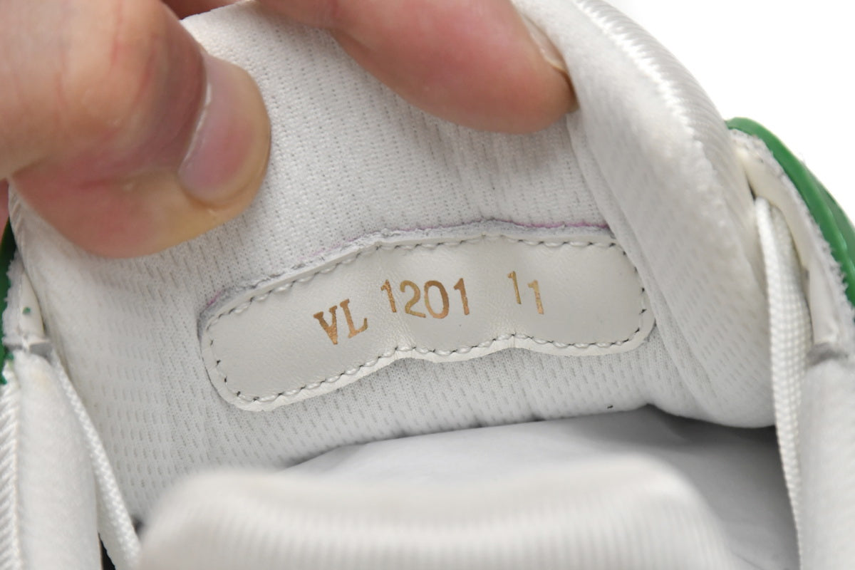 L. Vuitton Trainer Green Monogram Denim White