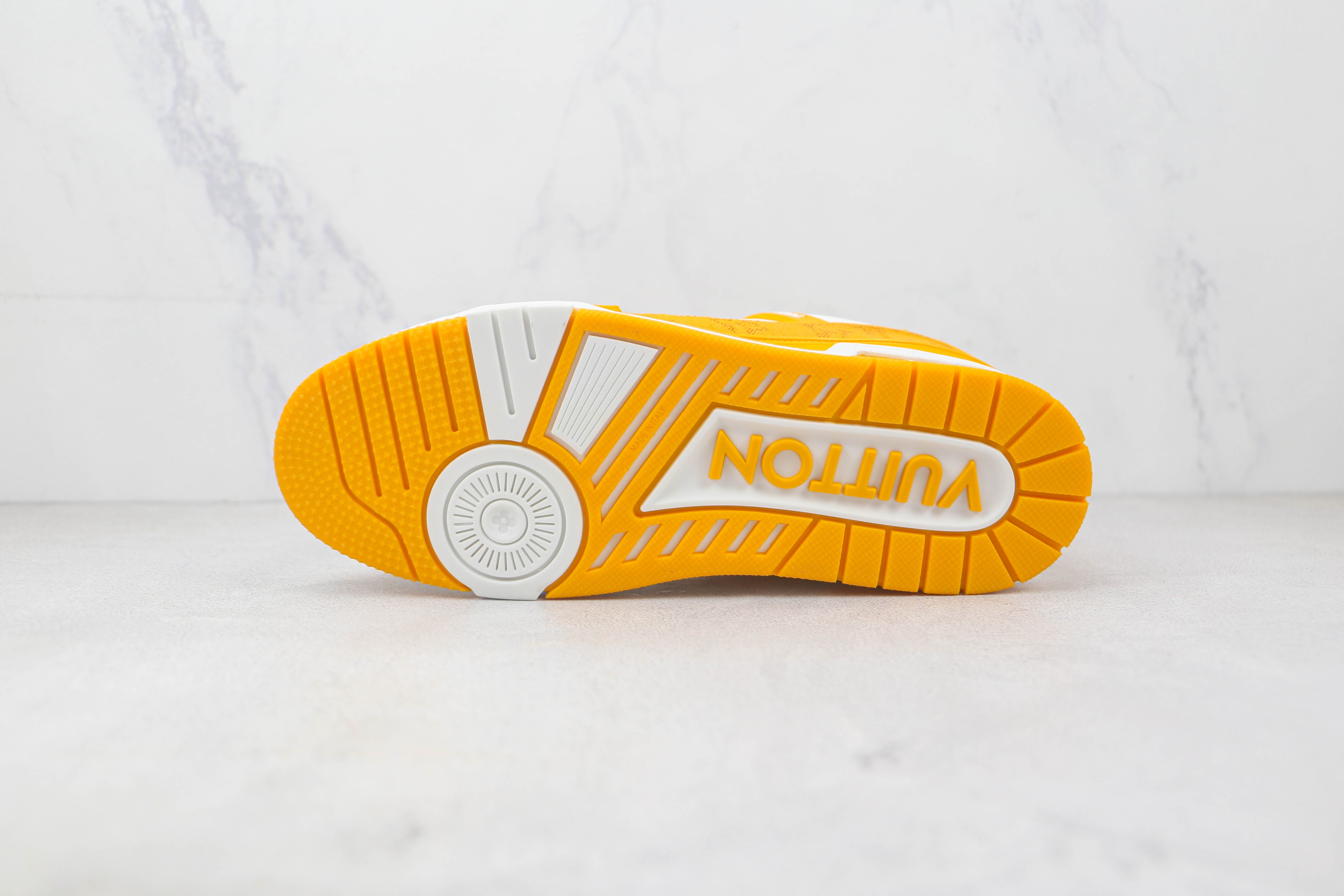 L. Vuitton Trainer Yellow Monogram Denim White