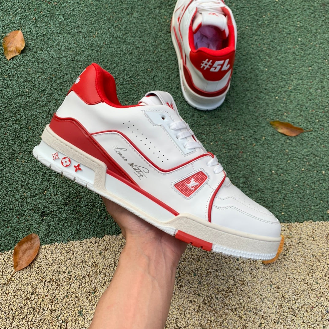 L. Vuitton Trainer Bordeaux White Red