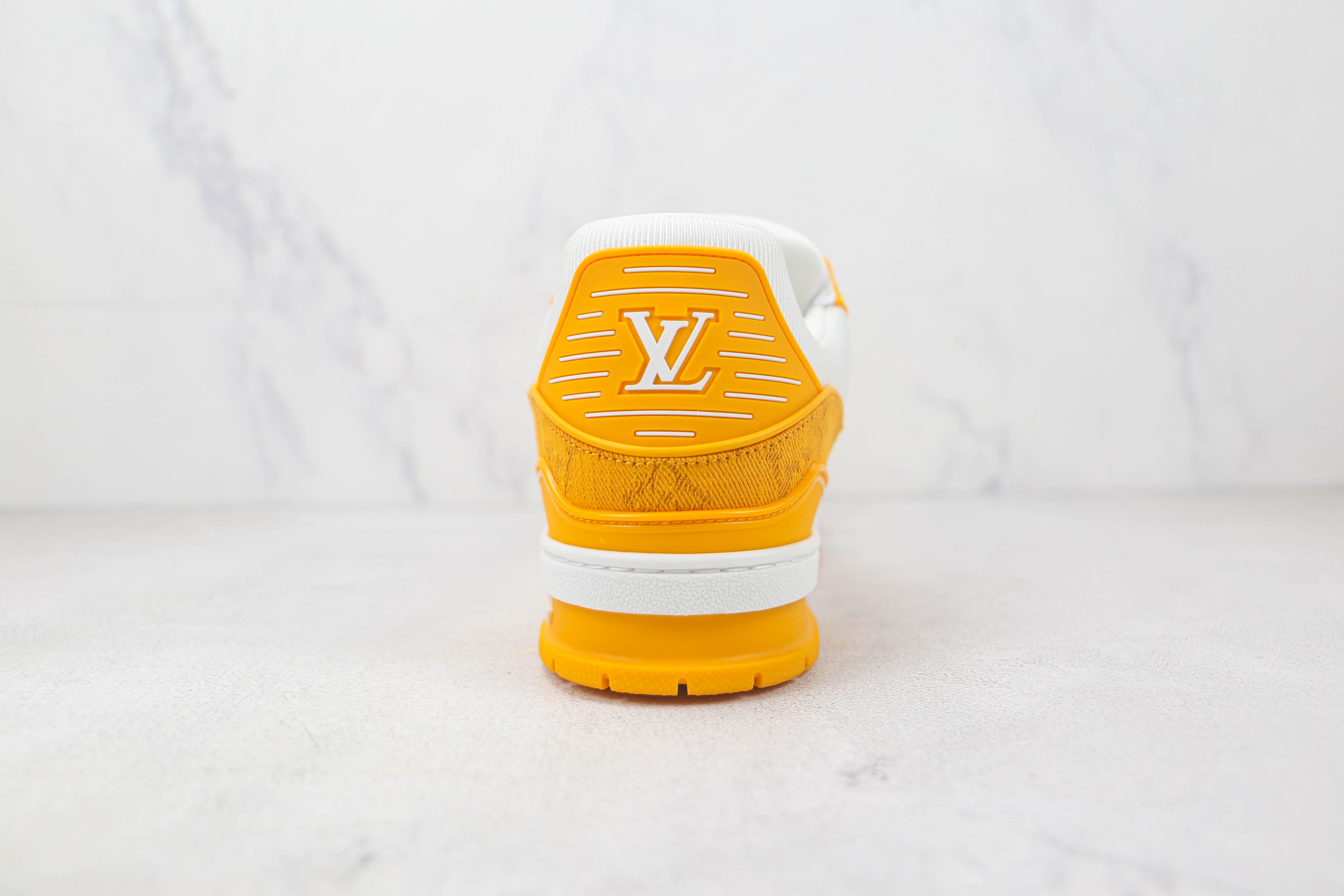 L. Vuitton Trainer Yellow Monogram Denim White