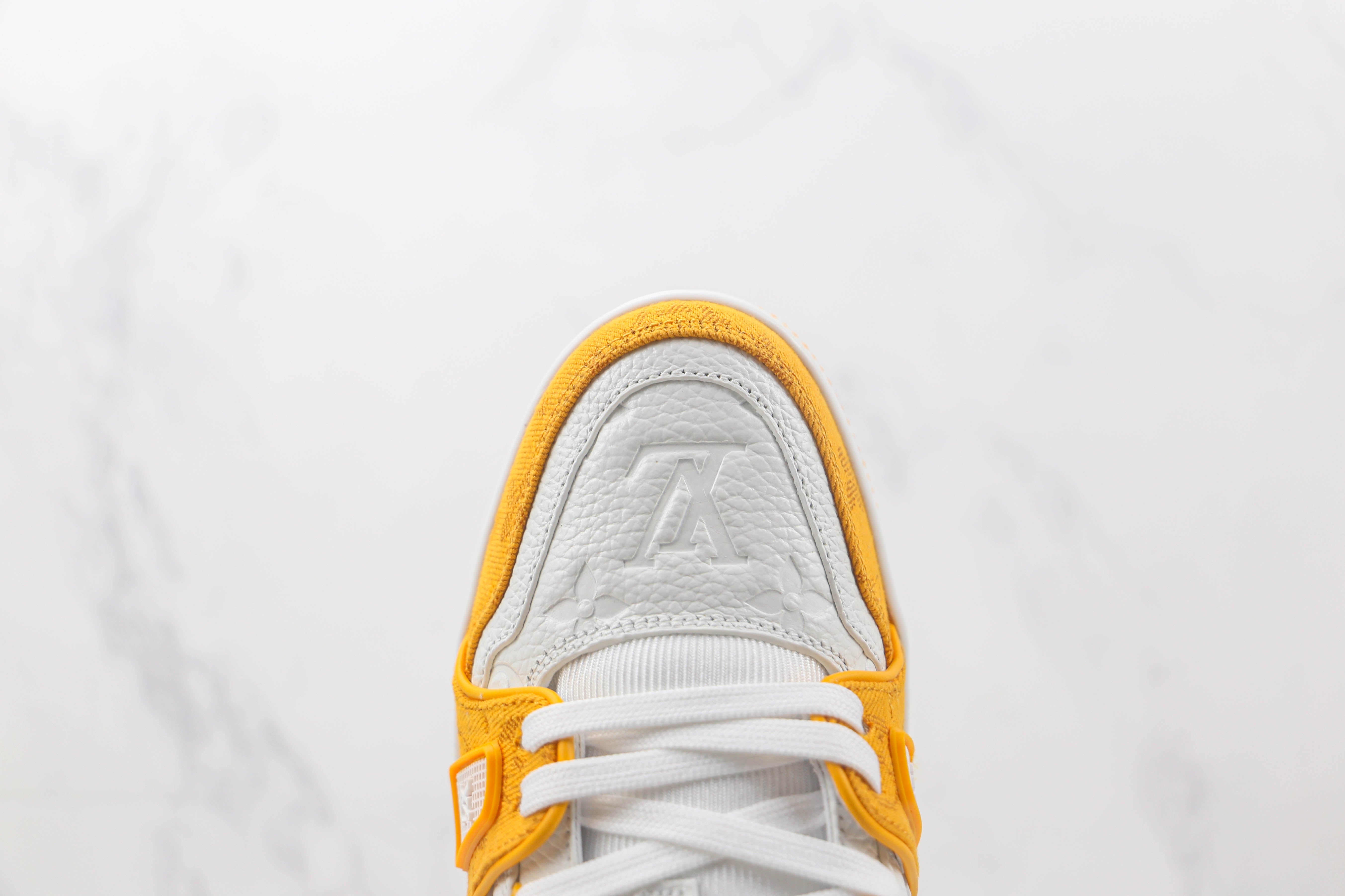 L. Vuitton Trainer Yellow Monogram Denim White