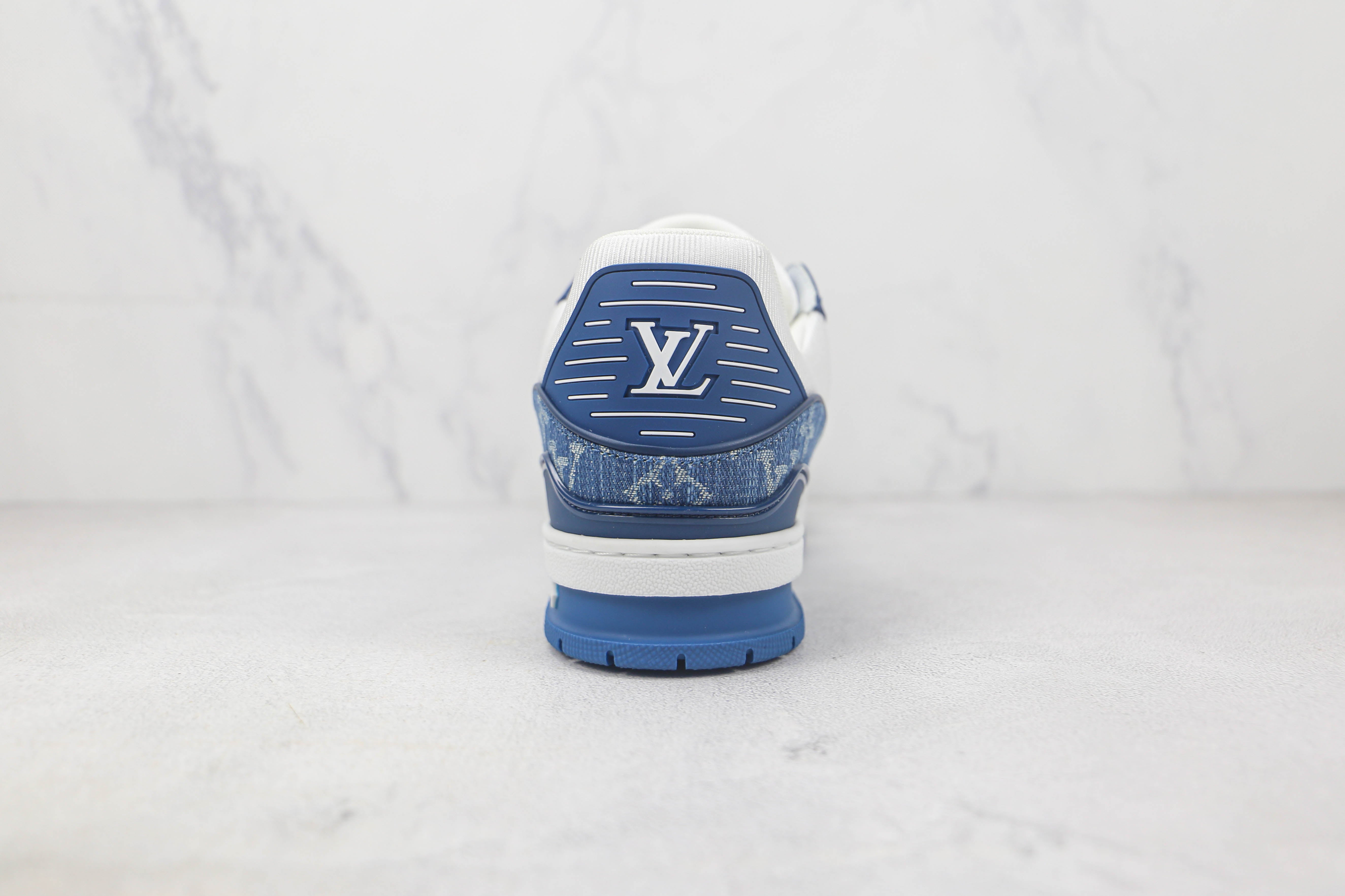 L. Vuitton LV Trainer Monogram Denim White Blue