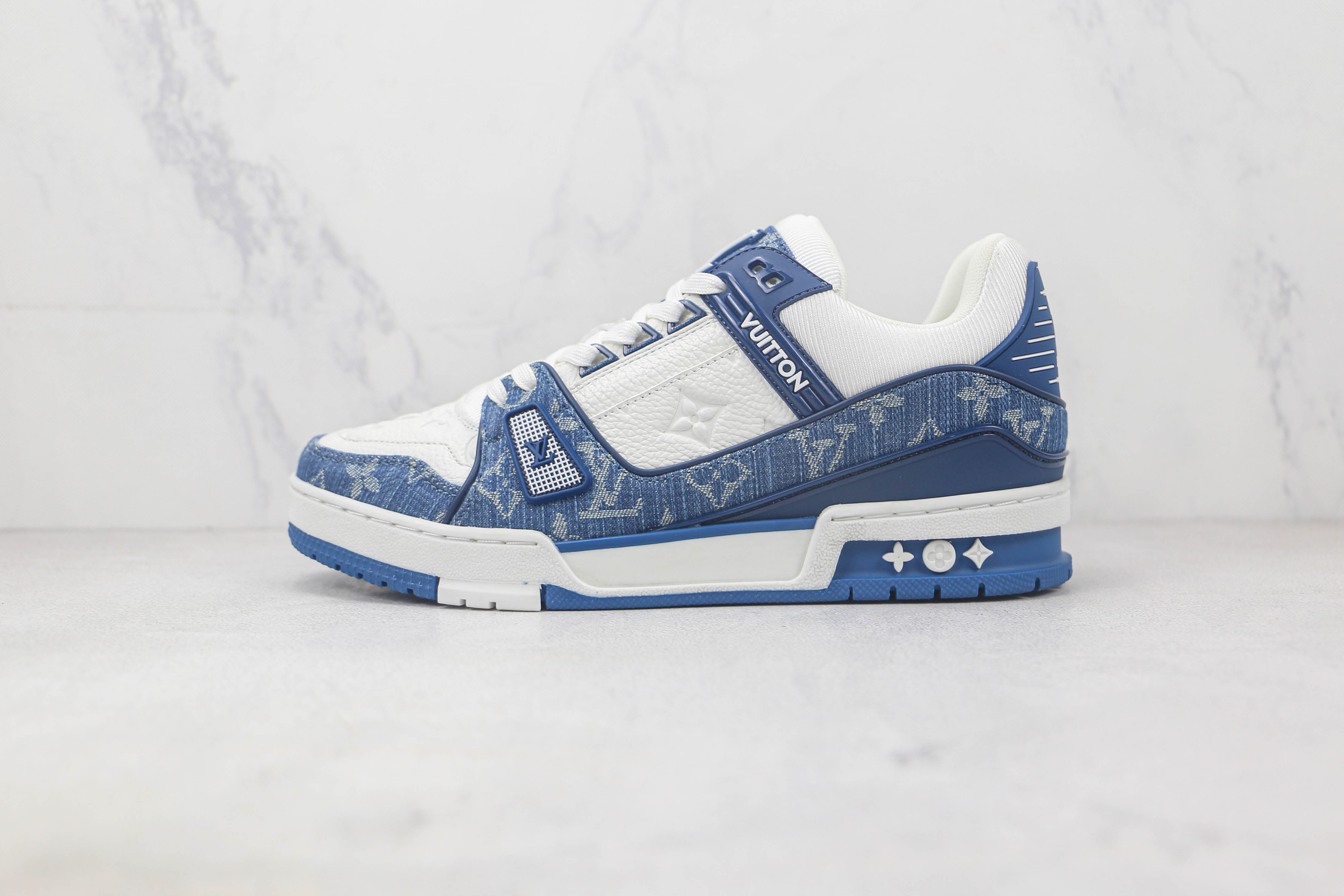 L. Vuitton LV Trainer Monogram Denim White Blue